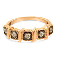 10K Rose Gold Flashed .925 Sterling Silver Miracle-Set 1/4 Cttw Diamond 5-Stone Band Ring  (J-K Color, I1-I2 Clarity)