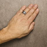 .925 Sterling Silver 3/8 Cttw Composite Enhanced Black and White Diamond Men's Band Ring (H-I, I2-I3)-2 thumbnail 3