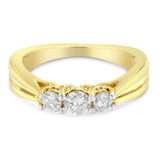 10K Yellow Gold Three-stone Diamond Ring (0.50 cttw, J-K Color, I2-I3 Clarity)-1 thumbnail 2