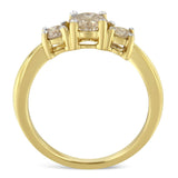 10K Yellow Gold Three Stone Diamond Band Ring (1.00 cttw, J-K Color, I2-I3 Clarity)-1 thumbnail 2