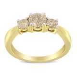 10K Yellow Gold Three Stone Diamond Band Ring (1.00 cttw, J-K Color, I2-I3 Clarity)-3 thumbnail 4