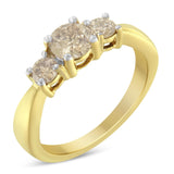 10K Yellow Gold Three Stone Diamond Band Ring (1.00 cttw, J-K Color, I2-I3 Clarity)-4 thumbnail 5