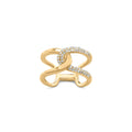 18K Yellow Gold Plated .925 Sterling Silver Pave Set 1/4 Cttw Diamond Open Crossover Band Ring (H-I Color, I1-I2 Clarity)-0