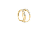 18K Yellow Gold Plated .925 Sterling Silver Pave Set 1/4 Cttw Diamond Open Crossover Band Ring (H-I Color, I1-I2 Clarity)-3 thumbnail 4