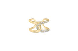 18K Yellow Gold Plated .925 Sterling Silver Pave Set 1/4 Cttw Diamond Open Crossover Band Ring (H-I Color, I1-I2 Clarity)-4 thumbnail 5