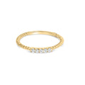 10K yellow gold braided shank ring with 5 round diamond stones