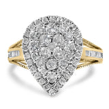 10K Yellow Gold Plated .925 Sterling Silver 1 1/2 Cttw Round-Cut Diamond Cocktail Ring (I-J Color, I1-I2 Clarity)-0 thumbnail 1