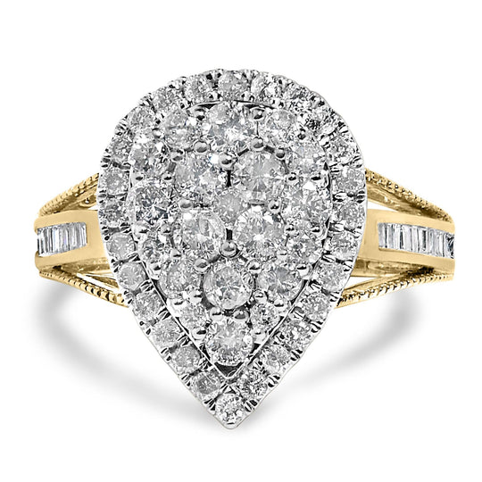 10K Yellow Gold Plated .925 Sterling Silver 1 1/2 Cttw Round-Cut Diamond Cocktail Ring (I-J Color, I1-I2 Clarity)-0