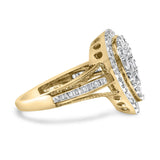 10K Yellow Gold Plated .925 Sterling Silver 1 1/2 Cttw Round-Cut Diamond Cocktail Ring (I-J Color, I1-I2 Clarity)-1 thumbnail 2