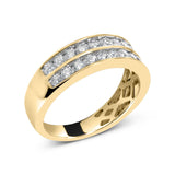 10K Yellow Gold Two-Row Diamond Band Ring (1 Cttw, J-K Color, I1-I2 Clarity)-3 thumbnail 4