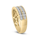 10K Yellow Gold Two-Row Diamond Band Ring (1 Cttw, J-K Color, I1-I2 Clarity)-4 thumbnail 5