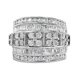 .925 Sterling Silver 2.0 Cttw Round & Baguette Cut Diamond Multi-Row Channel Set Tapered Cocktail Fashion Ring (I-J Color, I3 Clarity)-1 thumbnail 2