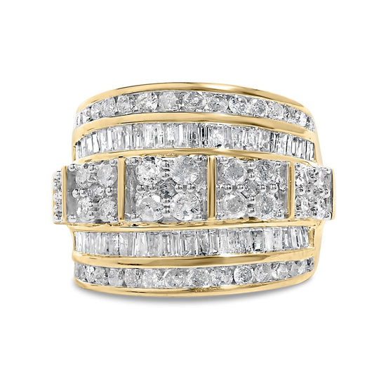 925 sterling silver ring with round and baguette diamond stones channel set