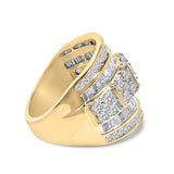 .925 Sterling Silver 2.0 Cttw Round & Baguette Cut Diamond Multi-Row Channel Set Tapered Cocktail Fashion Ring (I-J Color, I3 Clarity)-2 thumbnail 3