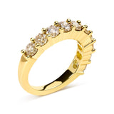 14K Yellow Gold Plated .925 Sterling Silver 2.0 Cttw Round Brilliant Cut Diamond 10 Stone Anniversary Band Ring (J-K Color, I1-I2 Clarity)-3 thumbnail 4
