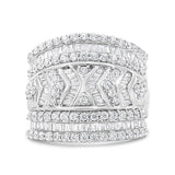 .925 Sterling Silver 2.0 Cttw Diamond Edge Multi-Row Ring Band ( J-K Color, I3 Clarity)-1 thumbnail 2