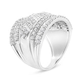 .925 Sterling Silver 2.0 Cttw Diamond Edge Multi-Row Ring Band ( J-K Color, I3 Clarity)-3 thumbnail 4