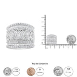 .925 Sterling Silver 2.0 Cttw Diamond Edge Multi-Row Ring Band ( J-K Color, I3 Clarity)-4 thumbnail 5