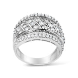 .925 Sterling Silver 2.00 Cttw Diamond Fashion Multi Row Cocktail Ring (H-I Color, I2-I3 Clarity)-1 thumbnail 2