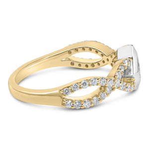 10K Two Tone Color 5/8 Cttw Diamond Kite and Twist Shank Ring (H-I Color,SI2-I1 Clarity)-1
