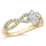 10K Two Tone Color 5/8 Cttw Diamond Kite and Twist Shank Ring (H-I Color,SI2-I1 Clarity)-3 thumbnail 4