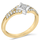 10K Two Tone Color 1/2 Cttw Diamond Kite and Split Shank Ring (H-I Color,SI2-I1 Clarity)-3 thumbnail 4