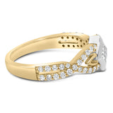 10K Two Tone Color 2/3 Cttw Diamond Kite and Twist Shank Ring (H-I Color,SI2-I1 Clarity)-1 thumbnail 2