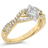 10K Two Tone Color 2/3 Cttw Diamond Kite and Twist Shank Ring (H-I Color,SI2-I1 Clarity)-3 thumbnail 4