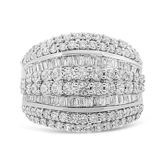 925 sterling silver ring with round and baguette diamond cluster stones