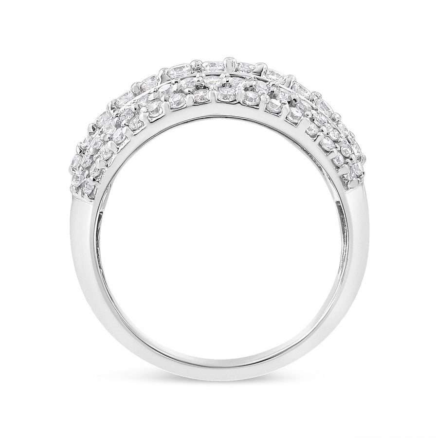 .925 Sterling Silver 2.00 Cttw Round and Baguette-Cut Diamond Cluster Ring (H-I Color, I1-I2 Clarity)