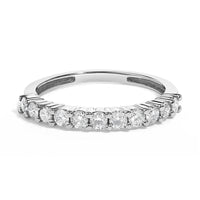 .925 Sterling Silver 1/2 cttw Shared Prong-Set Brilliant Round-Cut Diamond 11 Stone Band Ring (I-J Color, SI2-I1 Clarity)