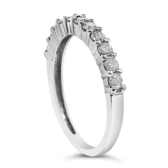 .925 Sterling Silver 1/2 cttw Shared Prong-Set Brilliant Round-Cut Diamond 11 Stone Band Ring (I-J Color, SI2-I1 Clarity)