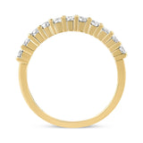 14K Yellow Gold Plated .925 Sterling Silver 1/2 cttw Shared Prong Set Brilliant Round-Cut Diamond 11 Stone Band Ring (J-K Color, SI1-SI2 Clarity)-3 thumbnail 4