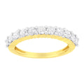 10K yellow gold ring with prong-set 1.0 ct diamond fluted band