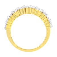 IGI Certified 1.0 Cttw Diamond 10K Yellow Gold Prong Set Fluted Band Style Wedding Ring (J-K Color, I1-I2 Clarity)