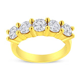 14K Yellow Gold Plated .925 Sterling Silver 2.0 Cttw Shared Prong Set Diamond 5 Stone Wedding Band Ring (J-K Color, I1-I2 Clarity)-0 thumbnail 1