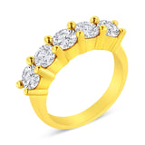14K Yellow Gold Plated .925 Sterling Silver 2.0 Cttw Shared Prong Set Diamond 5 Stone Wedding Band Ring (J-K Color, I1-I2 Clarity)-3 thumbnail 4