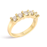 14K Yellow Gold Plated .925 Sterling Silver 1.0 Cttw Shared Prong-set Round Diamond 5 Stone Band Ring (J-K Color, I1-I2 Clarity)-3 thumbnail 4