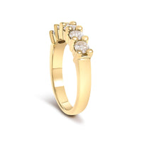 14K Yellow Gold Plated .925 Sterling Silver 1.0 Cttw Shared Prong-set Round Diamond 5 Stone Band Ring (J-K Color, I1-I2 Clarity)