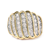 10 Yellow Gold 2.00 Cttw Diamond Multi Row Cocktail Band Ring (I-J Color, I1-I2 Clarity)-0 thumbnail 1