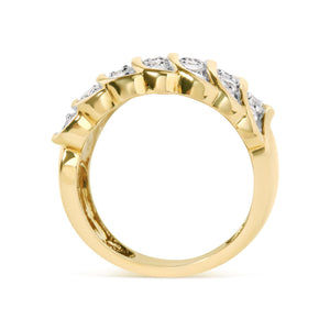 14K Yellow Gold Plated .925 Sterling Silver 2.00 Cttw Diamond Multi Row Band Ring (J-K Color, I1-I2 Clarity)-1