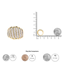 14K Yellow Gold Plated .925 Sterling Silver 2.00 Cttw Diamond Multi Row Band Ring (J-K Color, I1-I2 Clarity)