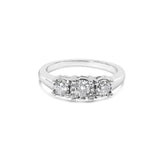 14K white gold ring with 3 round diamond stones in miracle illusion setting thumbnail 1