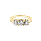 10K yellow gold ring with 3 round diamond stones in miracle illusion setting thumbnail 1