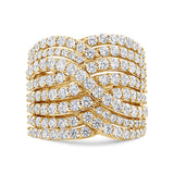 10K Yellow Gold 3.0 Cttw Diamond Eight-Row Bypass Crossover Statement Band Ring (H-I Color, I2-I3 Clarity)-1 thumbnail 2