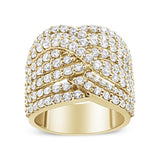 10K yellow gold ring with eight rows of round diamond stones in bypass design thumbnail 1