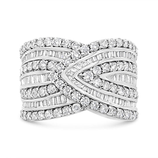 925 sterling silver multi row overlay ring with paved round diamond stones