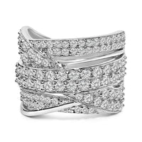.925 Sterling Silver 2.00 Cttw Round-Cut Diamond Overlapping Bypass Band Ring (I-J Color, I2-I3 Clarity)