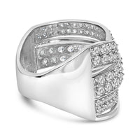 .925 Sterling Silver 2.00 Cttw Round-Cut Diamond Overlapping Bypass Band Ring (I-J Color, I2-I3 Clarity)