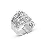 10K White Gold 2 1/2 Cttw Round and Baguette-Cut Diamond Multi-Row Bypass Ring (J-K Color, I2-I3 Clarity)-3 thumbnail 4